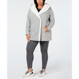 Ideology Womens Plus Size Fleece Lined Hooded Jacket Size 1X